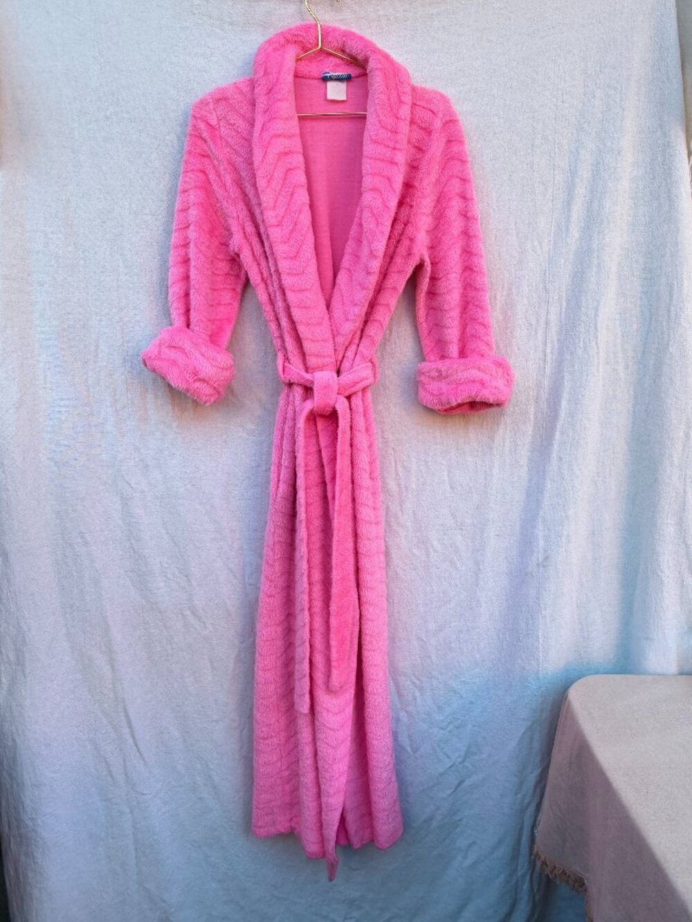 Vintage "It's A Charm" Hot Pink Plush Faux Fur Robe - Floor Length